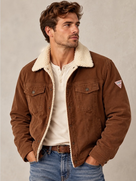Guess Other - GUESS Brown Corduroy Sherpa Trucker Jacket